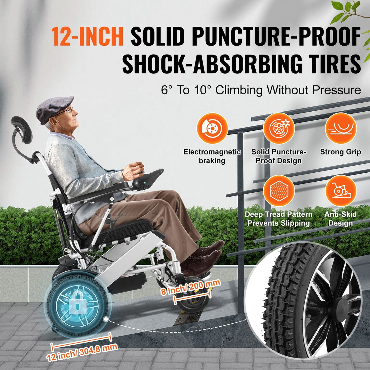 Electric Wheelchair for Adults Seniors, 300 lbs Weight Capacity, 20 in Width Lightweight Foldable Motorized Power Wheelchairs, Long Range All Terrain Aluminum Alloy Chair, Adjustable Backrest