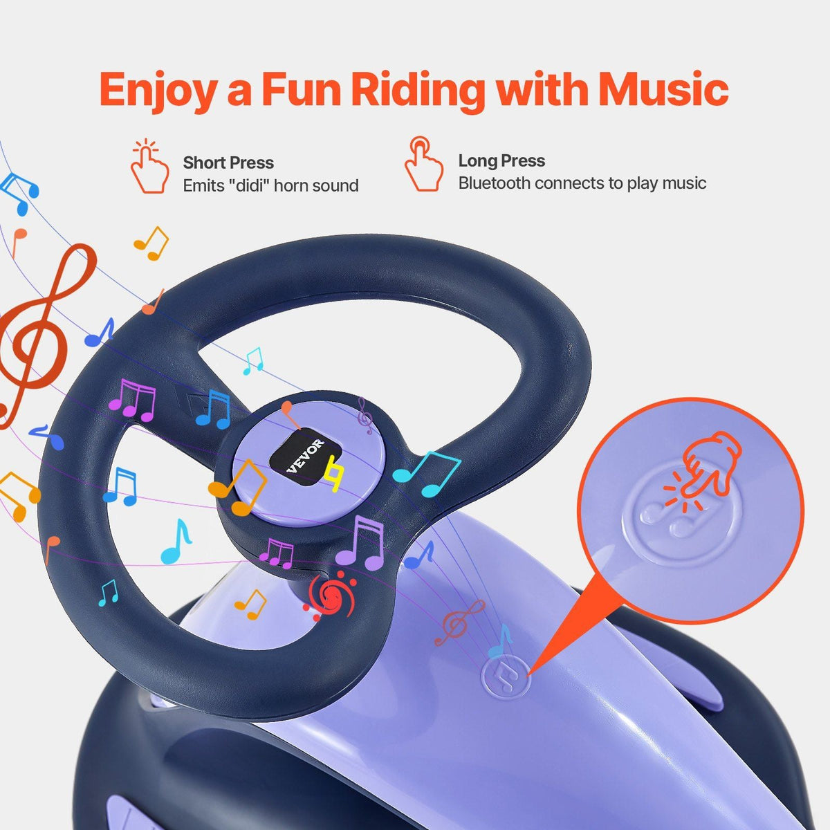 Electric Wiggle Car, Load 150 lbs, Rechargeable Battery, 2 in 1 Swing Car with LED Flashing Wheels, Bluetooth, Anti-Rollover & Flexible Steering, Toddler Ride on Toys for 3 Years and Up, Purple