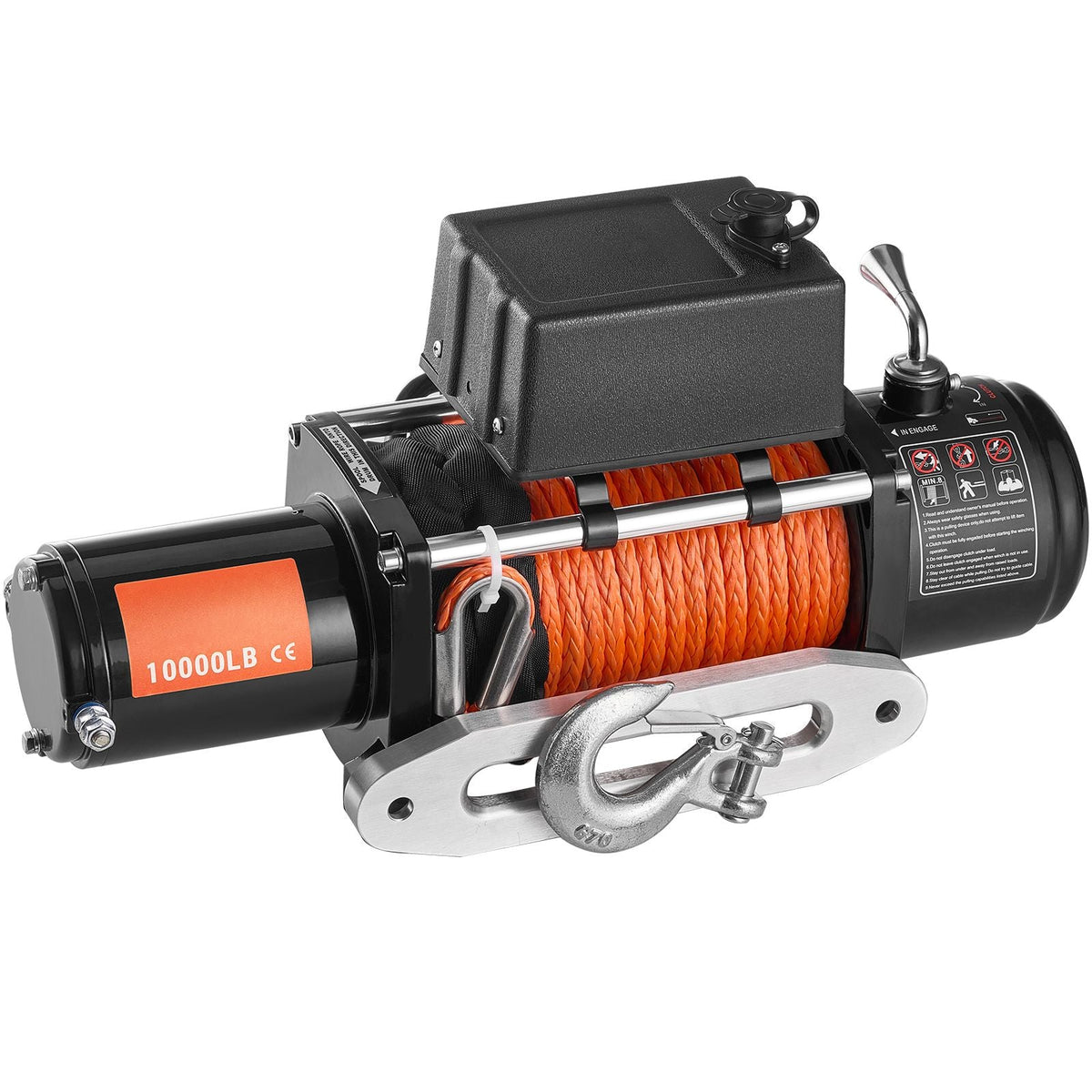 Electric Winch, 10,000 lb, 12V DC Truck Winch with Φ7/20 in x 65 ft Synthetic Rope Aluminum Fairlead Wireless & Wired Remote Control, IP55 Waterproof for Towing Off-Road SUV Jeep Trailer Boat