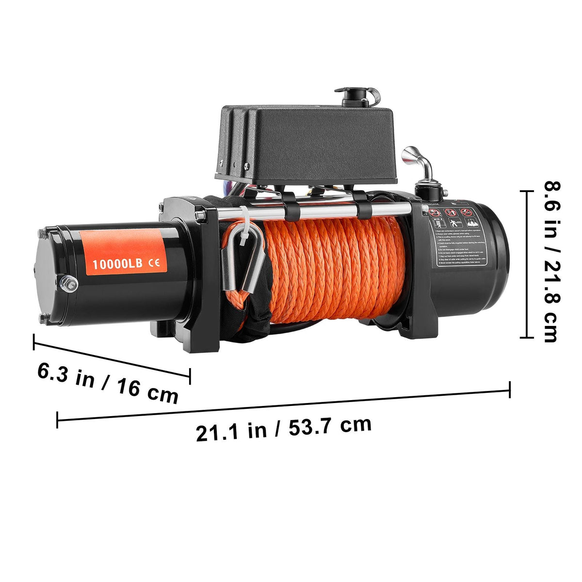 Electric Winch, 10,000 lb, 12V DC Truck Winch with Φ7/20 in x 65 ft Synthetic Rope Aluminum Fairlead Wireless & Wired Remote Control, IP55 Waterproof for Towing Off-Road SUV Jeep Trailer Boat