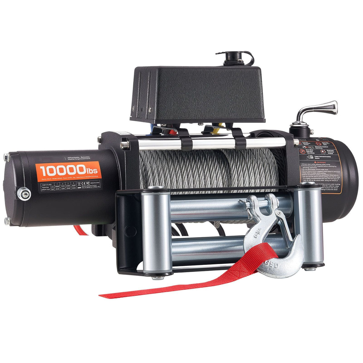 Electric Winch, 10000 lbs Load Capacity, 12V DC Truck Winch with Φ21/64 in x 65 ft Steel Rope, Wireless & Wired Remote Control, IP55 Waterproof for Towing SUV Jeep Trailer Boat Off-Road Vehicle