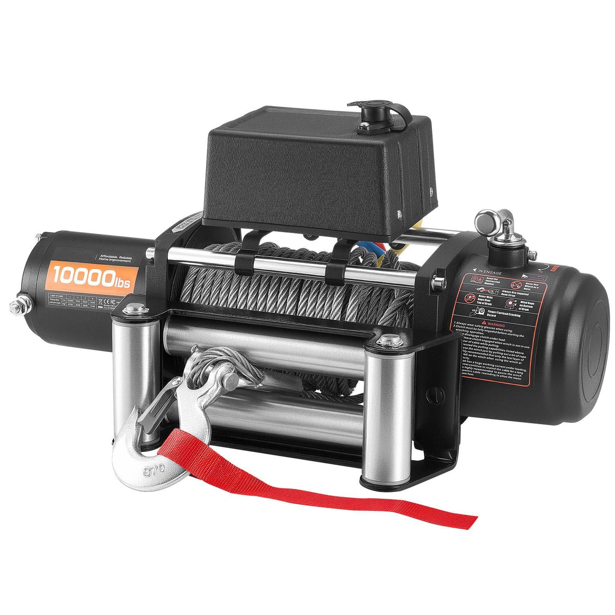 Electric Winch, 10000 lbs Load Capacity, 12V DC Truck Winch with Φ21/64 in x 65 ft Steel Rope, Wireless & Wired Remote Control, IP55 Waterproof for Towing SUV Jeep Trailer Boat Off-Road Vehicle