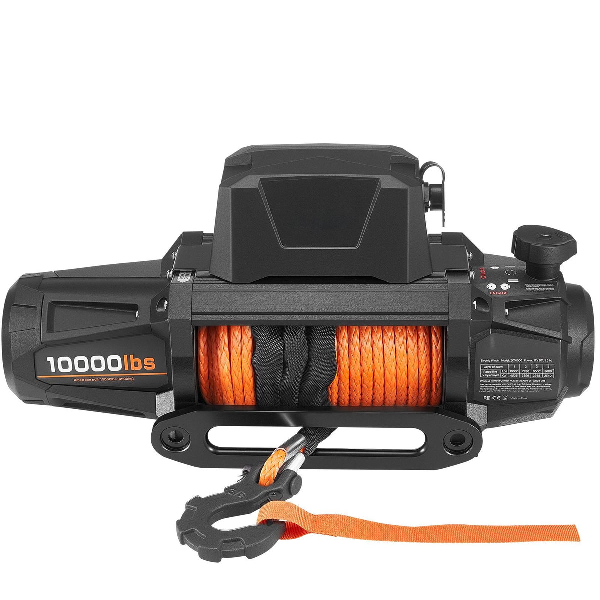 Electric Winch, 10000 lbs Load Capacity, 12V DC Truck Winch with Φ7/20 in x 90 ft Synthetic Rope, Wireless & Wired Remote Control, IP67 Waterproof for Towing Off-Road SUV Jeep Trailer Boat