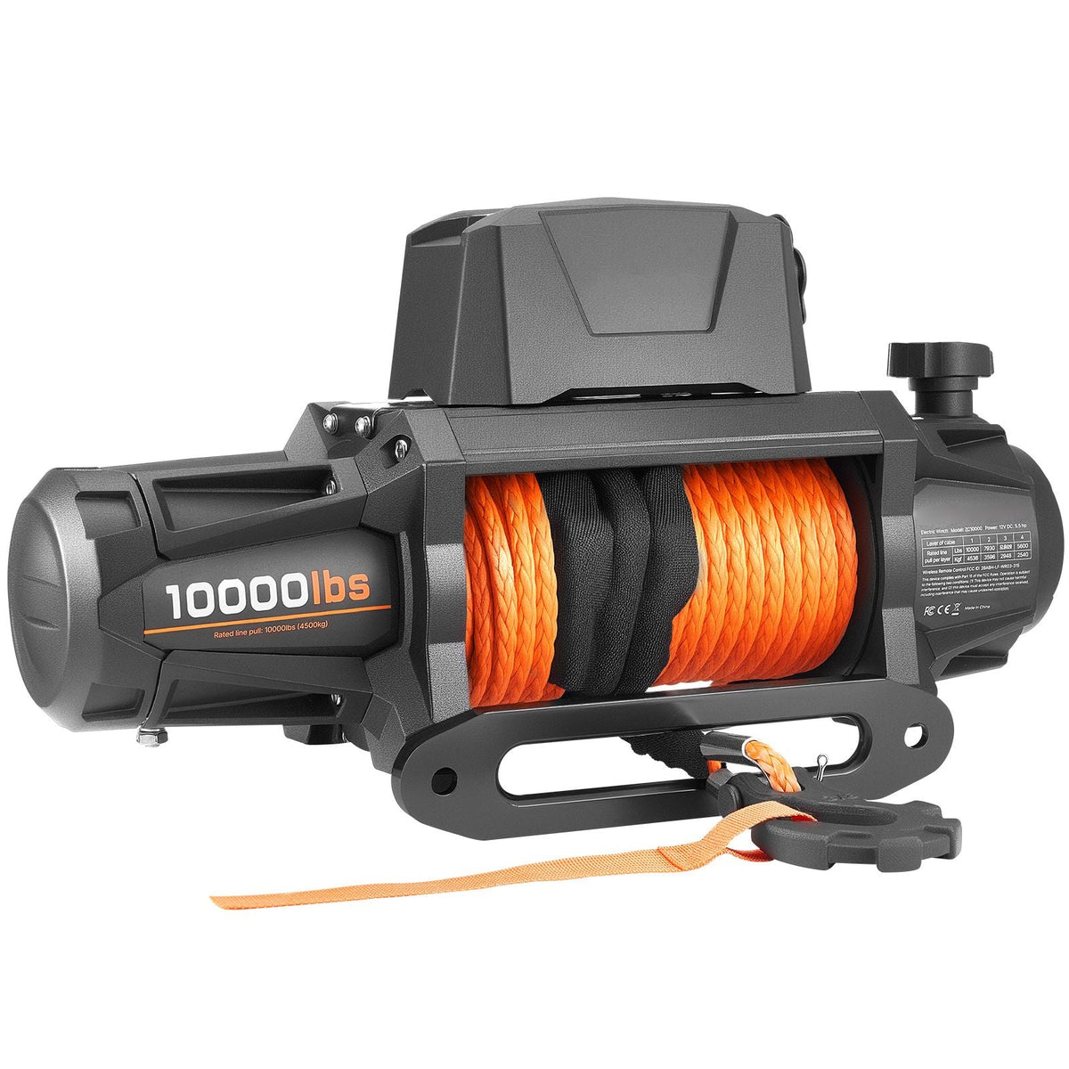 Electric Winch, 10000 lbs Load Capacity, 12V DC Truck Winch with Φ7/20 in x 90 ft Synthetic Rope, Wireless & Wired Remote Control, IP67 Waterproof for Towing Off-Road SUV Jeep Trailer Boat