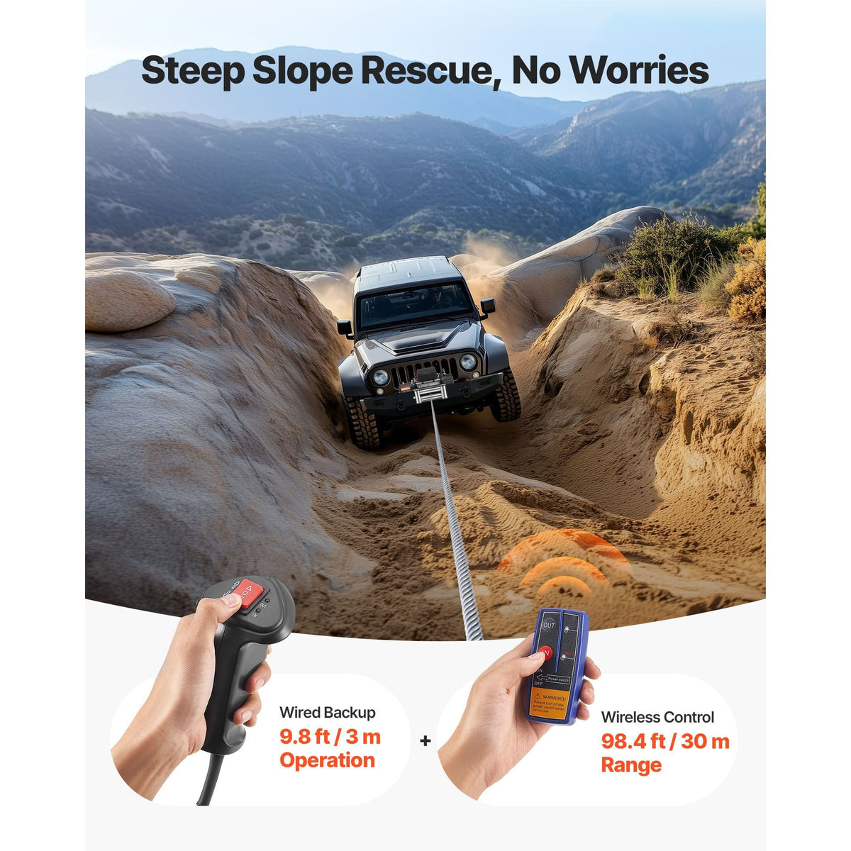 Electric Winch, 12000 lbs Load Capacity, 12V DC Truck Winch with Φ0.36 in x 80 ft Steel Rope, Wireless & Wired Remote Control, IP55 Waterproof for Towing SUV Jeep Trailer Boat Off-Road Vehicle