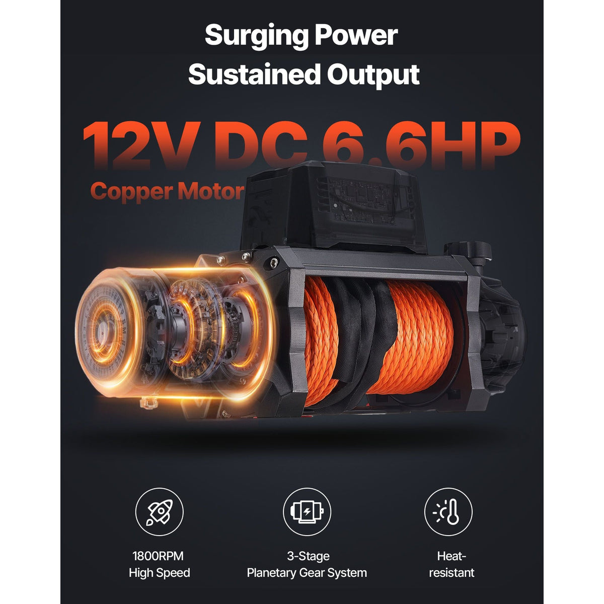Electric Winch, 12000 lbs Load Capacity, 12V DC Truck Winch with Φ3/8 in x 92 ft Synthetic Rope, Wireless & Wired Remote Control, IP67 Waterproof for Towing Off-Road SUV Jeep Trailer Boat