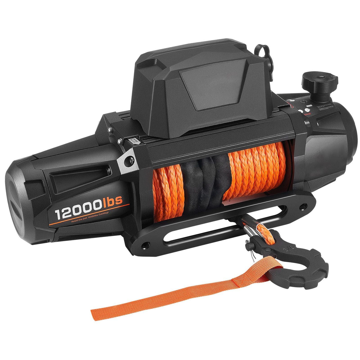Electric Winch, 12000 lbs Load Capacity, 12V DC Truck Winch with Φ3/8 in x 92 ft Synthetic Rope, Wireless & Wired Remote Control, IP67 Waterproof for Towing Off-Road SUV Jeep Trailer Boat