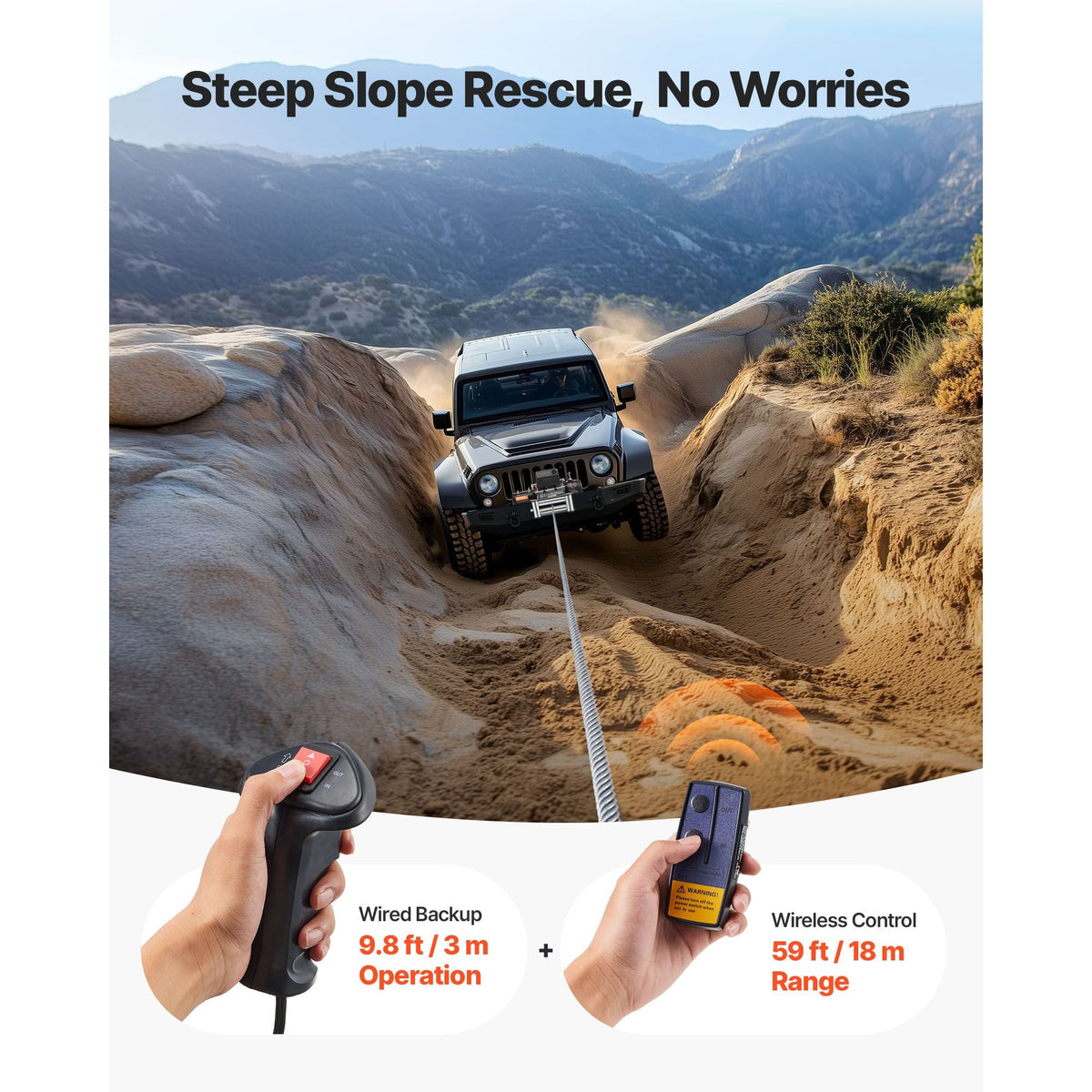 Electric Winch, 12000 lbs Load Capacity, 12V DC Truck Winch with Φ7/20 in x 85 ft Steel Rope, Wireless & Wired Remote Control, Suitable for Towing SUV Jeep Trailer Boat Off-Road Vehicle