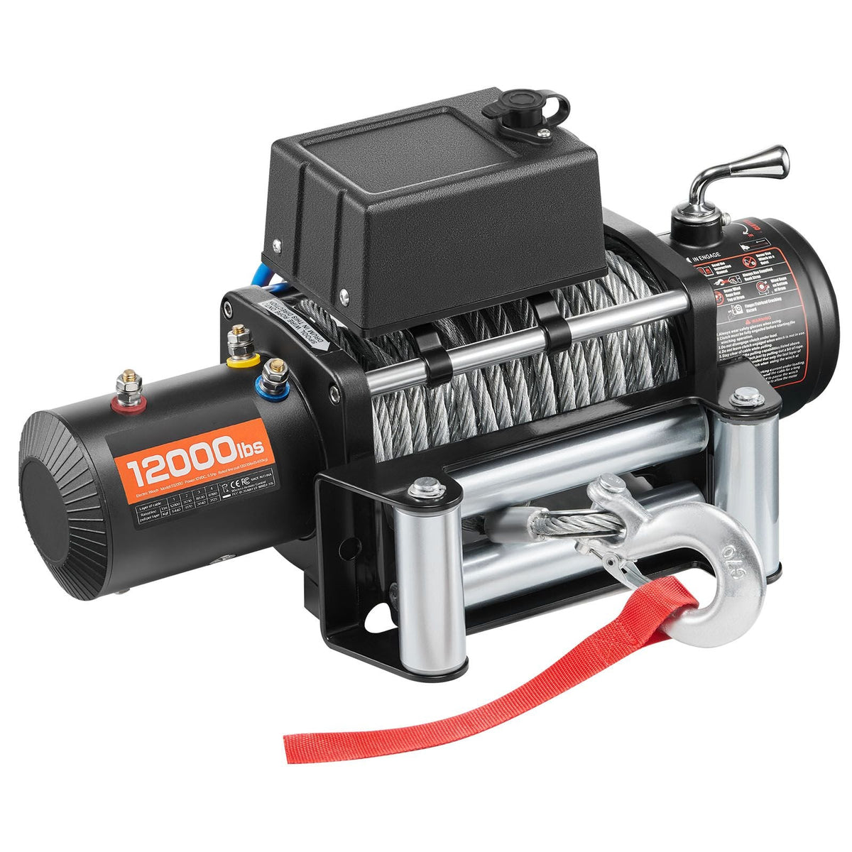 Electric Winch, 12000 lbs Load Capacity, 12V DC Truck Winch with Φ7/20 in x 85 ft Steel Rope, Wireless & Wired Remote Control, Suitable for Towing SUV Jeep Trailer Boat Off-Road Vehicle