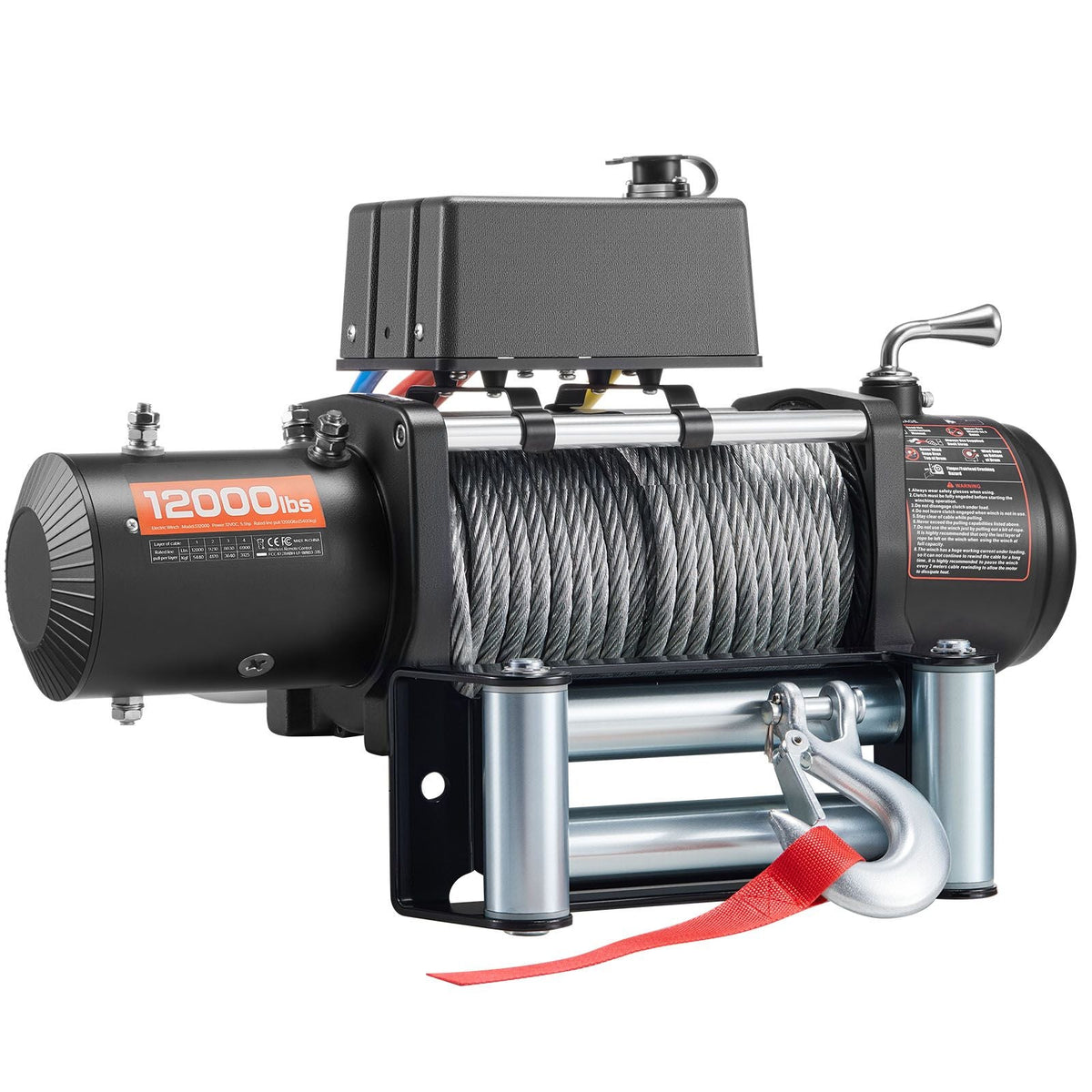 Electric Winch, 12000 lbs Load Capacity, 12V DC Truck Winch with Φ7/20 in x 85 ft Steel Rope, Wireless & Wired Remote Control, Suitable for Towing SUV Jeep Trailer Boat Off-Road Vehicle
