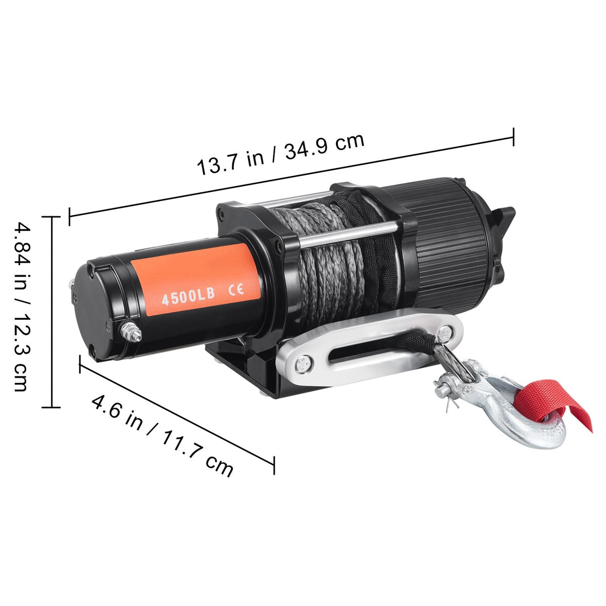 Electric Winch, 12V 4500 lb Load Capacity Nylon Rope Winch, IP55 1/4' x 39ft ATV UTV Winch with Wireless Handheld Remote & Hawse Fairlead for Towing Jeep Off-Road SUV Truck Car Trailer Boat