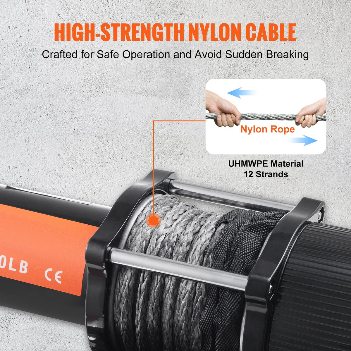Electric Winch, 12V 4500 lb Load Capacity Nylon Rope Winch, IP55 1/4' x 39ft ATV UTV Winch with Wireless Handheld Remote & Hawse Fairlead for Towing Jeep Off-Road SUV Truck Car Trailer Boat