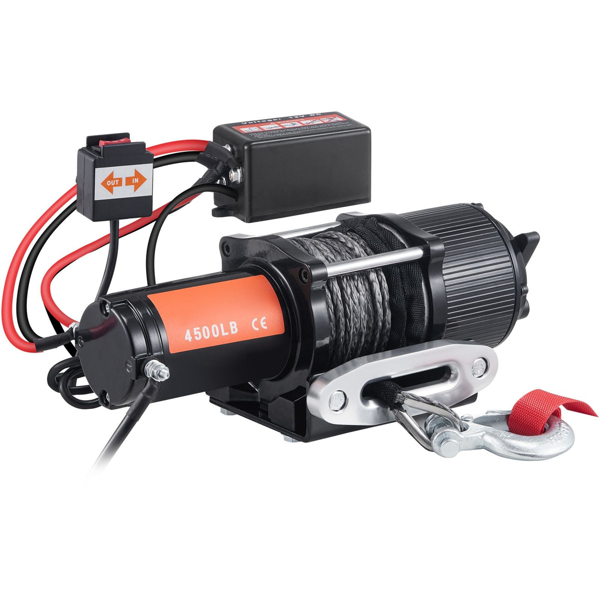 Electric Winch, 12V 4500 lb Load Capacity Nylon Rope Winch, IP55 1/4' x 39ft ATV UTV Winch with Wireless Handheld Remote & Hawse Fairlead for Towing Jeep Off-Road SUV Truck Car Trailer Boat