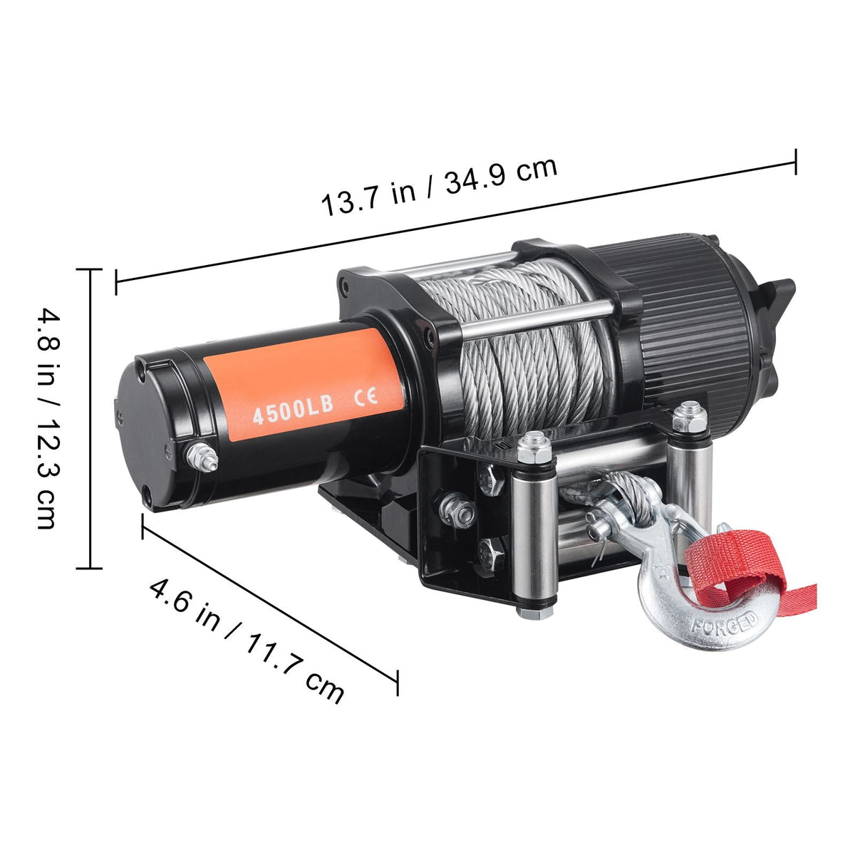 Electric Winch, 12V 4500 lb Load Capacity Steel Rope Winch, IP55 1/4' x 39ft ATV UTV Winch with Wireless Handheld Remote & 4-Way Fairlead for Towing Jeep Off-Road SUV Truck Car Trailer Boat
