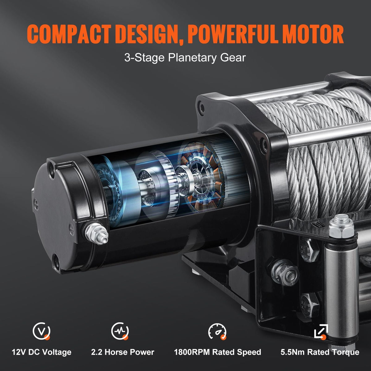 Electric Winch, 12V 4500 lb Load Capacity Steel Rope Winch, IP55 1/4' x 39ft ATV UTV Winch with Wireless Handheld Remote & 4-Way Fairlead for Towing Jeep Off-Road SUV Truck Car Trailer Boat