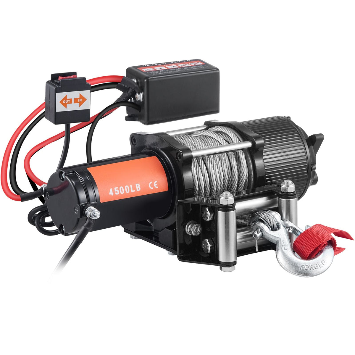 Electric Winch, 12V 4500 lb Load Capacity Steel Rope Winch, IP55 1/4' x 39ft ATV UTV Winch with Wireless Handheld Remote & 4-Way Fairlead for Towing Jeep Off-Road SUV Truck Car Trailer Boat