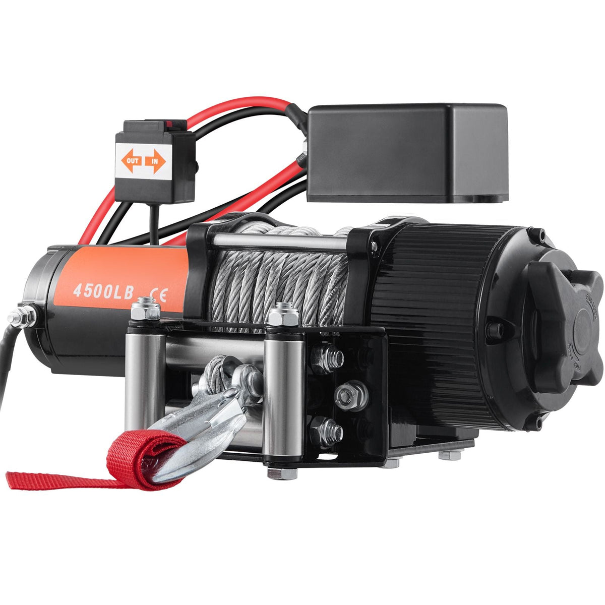 Electric Winch, 12V 4500 lb Load Capacity Steel Rope Winch, IP55 1/4' x 39ft ATV UTV Winch with Wireless Handheld Remote & 4-Way Fairlead for Towing Jeep Off-Road SUV Truck Car Trailer Boat