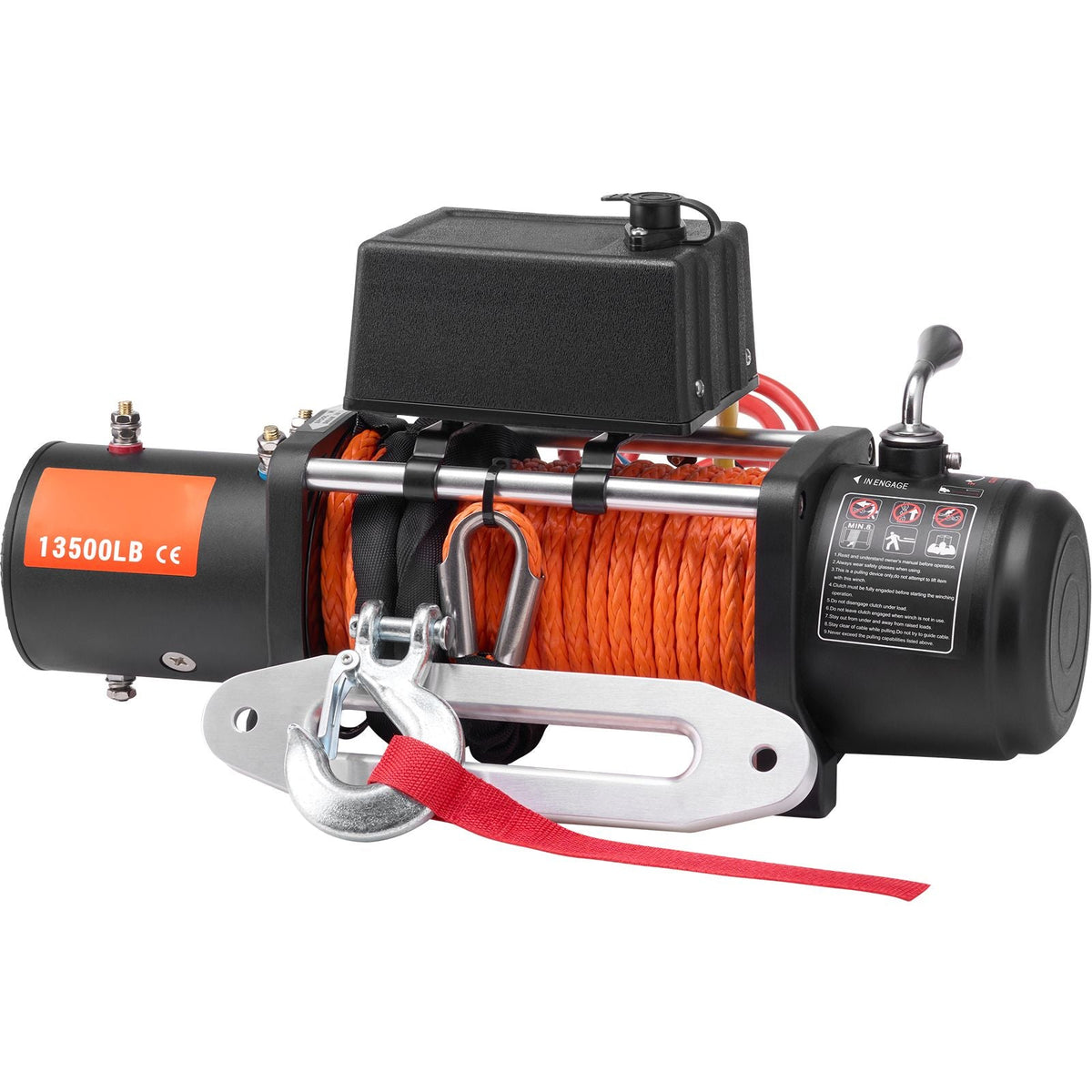 Electric Winch, 13500 lbs Load Capacity, 12V DC Truck Winch with Φ3/8 in x 80 ft Synthetic Rope, Wireless & Wired Remote Control, Suitable for Towing Off-Road SUV Jeep Trailer Boat