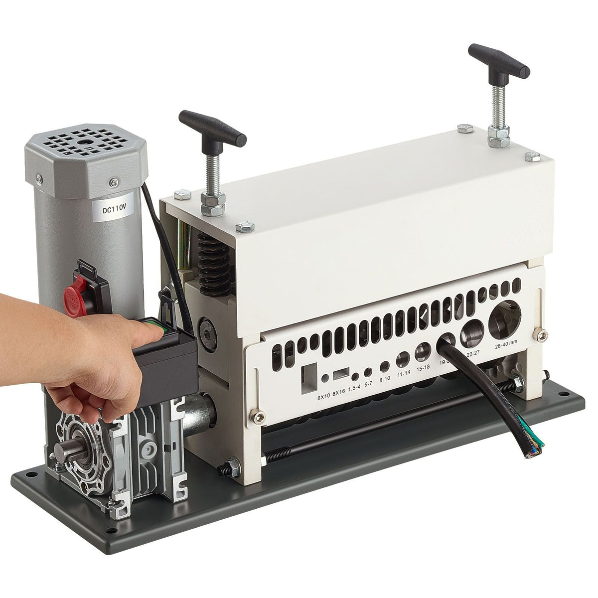 Electric Wire Stripper Machine, 0.06-1.57 in, 11 Channel Automatic Copper Cable Stripper, 370W Wire Stripper Tool with Manual Hand Crank Mode, Emergency Stop Button, for Scrap Copper Recycling