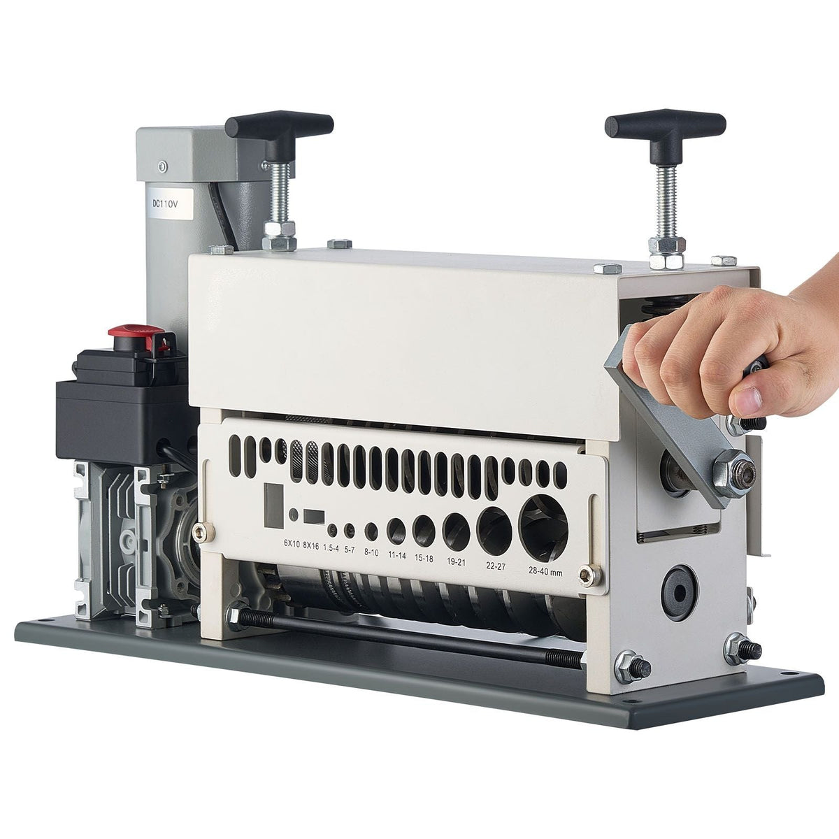 Electric Wire Stripper Machine, 0.06-1.57 in, 11 Channel Automatic Copper Cable Stripper, 370W Wire Stripper Tool with Manual Hand Crank Mode, Emergency Stop Button, for Scrap Copper Recycling