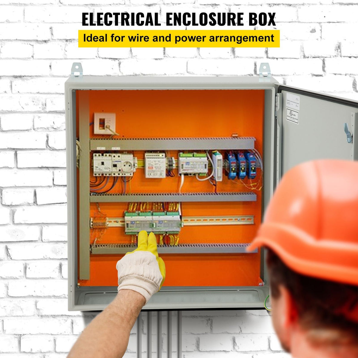 Electrical Enclosure, 24\'\' x 24\'\' x 12\'\', NEMA 4 Outdoor Enclosure, IP65 Waterproof & Dustproof Cold-Rolled Carbon Steel Hinged Junction Box for Outdoor Indoor Use, with Rain