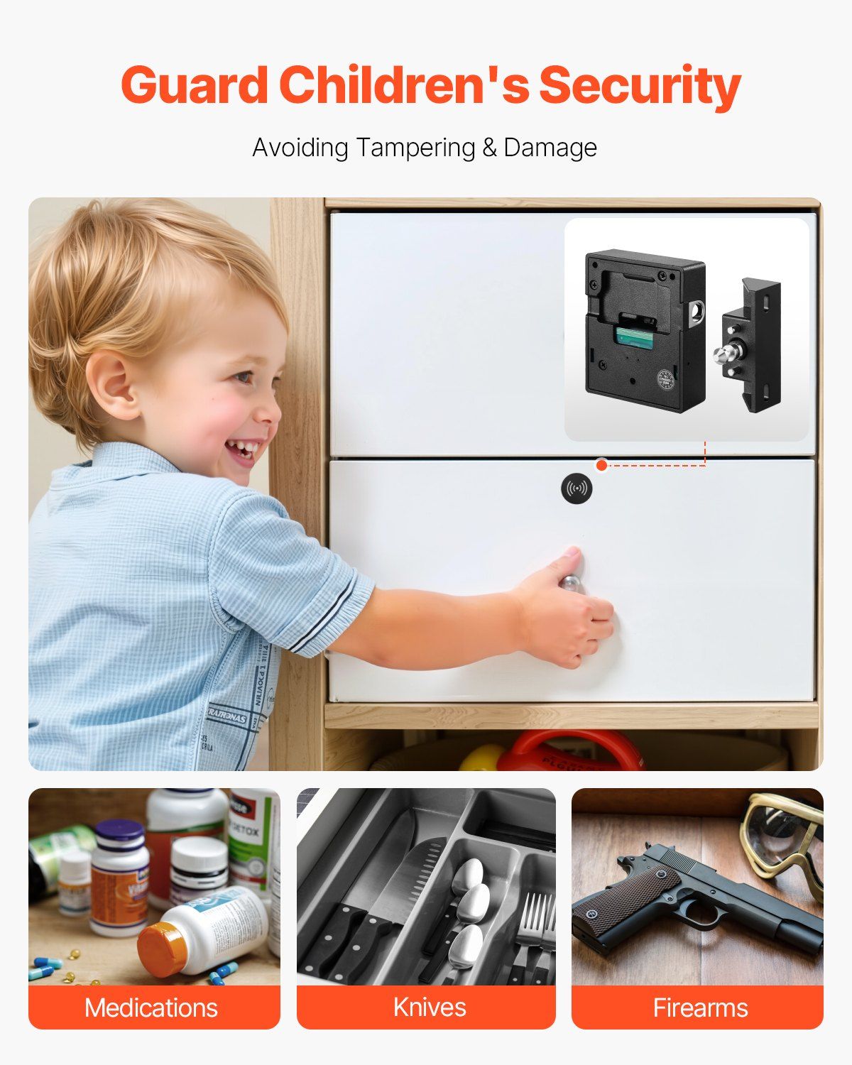 Electronic Cabinet Lock, 4-in-1, Smart Cabinet Lock with 3*AAA Accumulator, Easy-to-install Hidden Cabinet Lock with APP Smart Management, Fits for Various Wooden Cabinets