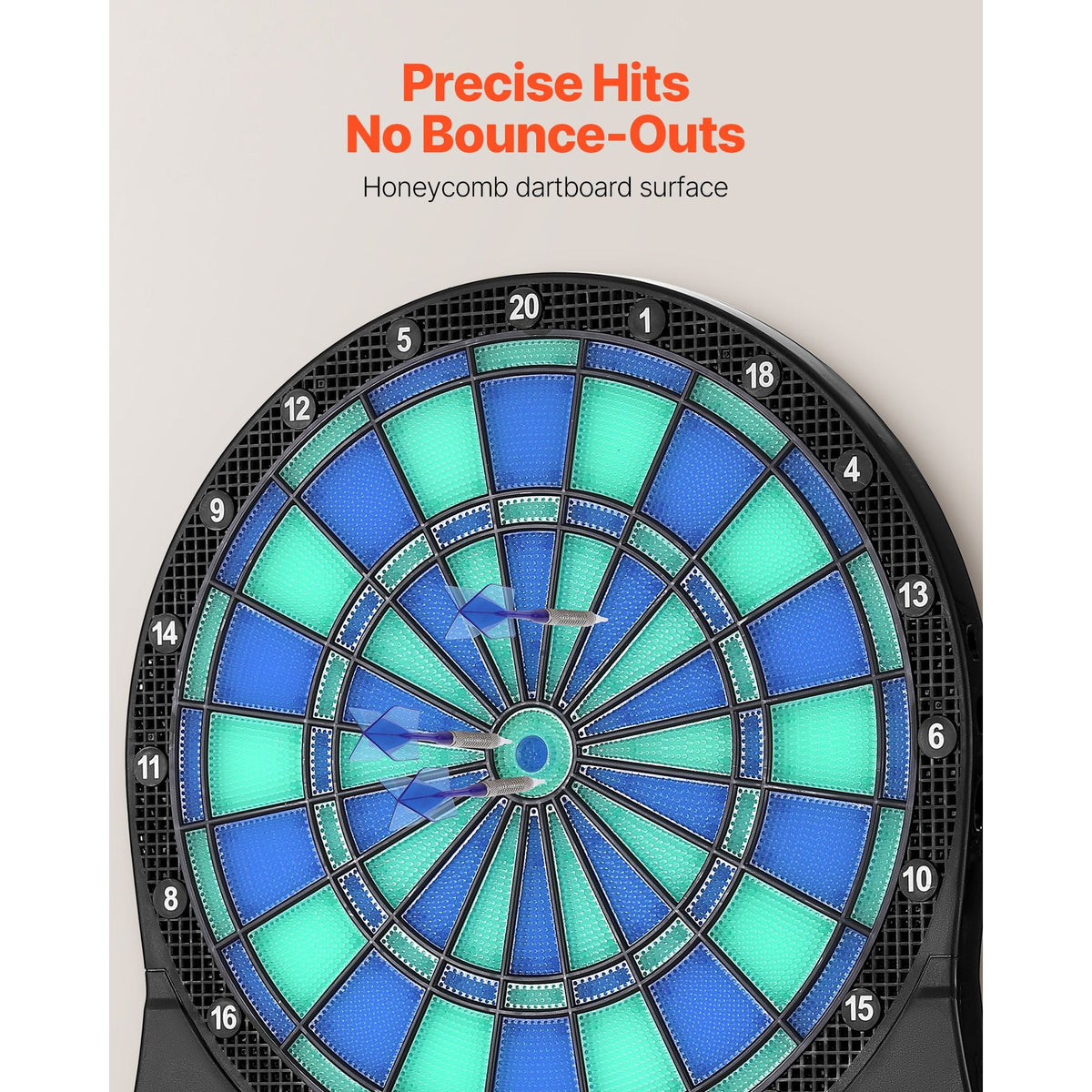 Electronic Dart Board, LED-Illuminated Target Dartboard with 48 Games & 500+ Variations, Includes 6 Dart Shafts with Flights & 50 Soft Tips, Cricket Scoring LCD Screen - Supports Up to 8 Players