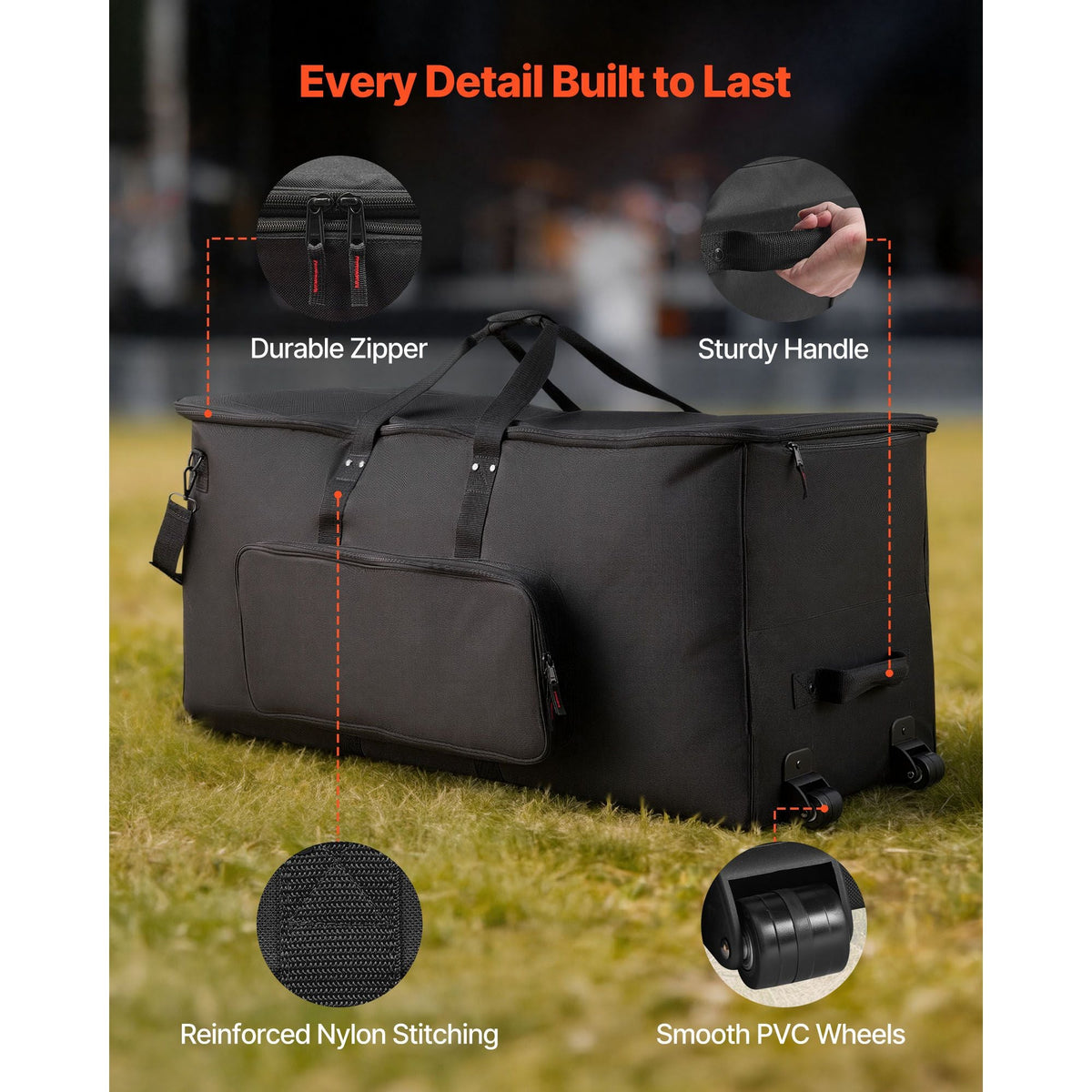Electronic Drum Kit Bag, 600D, Padded Drum Bag with Wheels, Large 36.2 x 16.5 x 16.1 in Interior, Lightweight Travel Case with Detachable Dividers, Multiple Pockets, for Electric Drums, Black