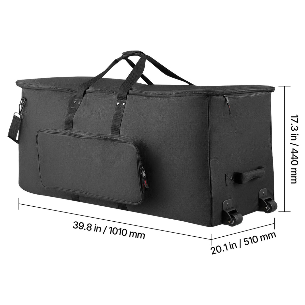 Electronic Drum Kit Bag, 600D, Padded Drum Bag with Wheels, Large 36.2 x 16.5 x 16.1 in Interior, Lightweight Travel Case with Detachable Dividers, Multiple Pockets, for Electric Drums, Black