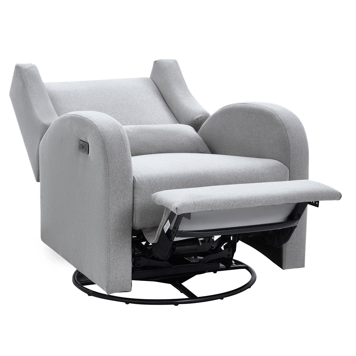Electronic Power Recliner and Swivel Glider, 250 lbs Weight Capacity Swivel Glider Recliner Chair with USB Port, Polyester Surface Swivel Rocker Recliner for Living Room, Bedroom, Light Gray