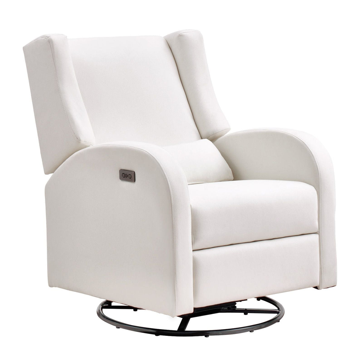Electronic Power Recliner and Swivel Glider, 250 lbs Weight Capacity Swivel Glider Recliner Chair with USB Port, Polyester Surface Swivel Rocker Recliner for Living Room, Bedroom, Off White