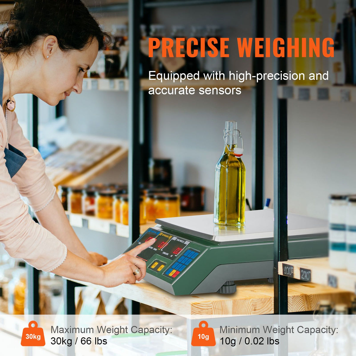 Electronic Price Computing Scale, 66 LB Digital Deli Weight Scales, LED Digital Commercial Food Fruit Meat Produce Counting Weight, for Retail Outlet Store, Kitchen, Restaurant Market, Farmer