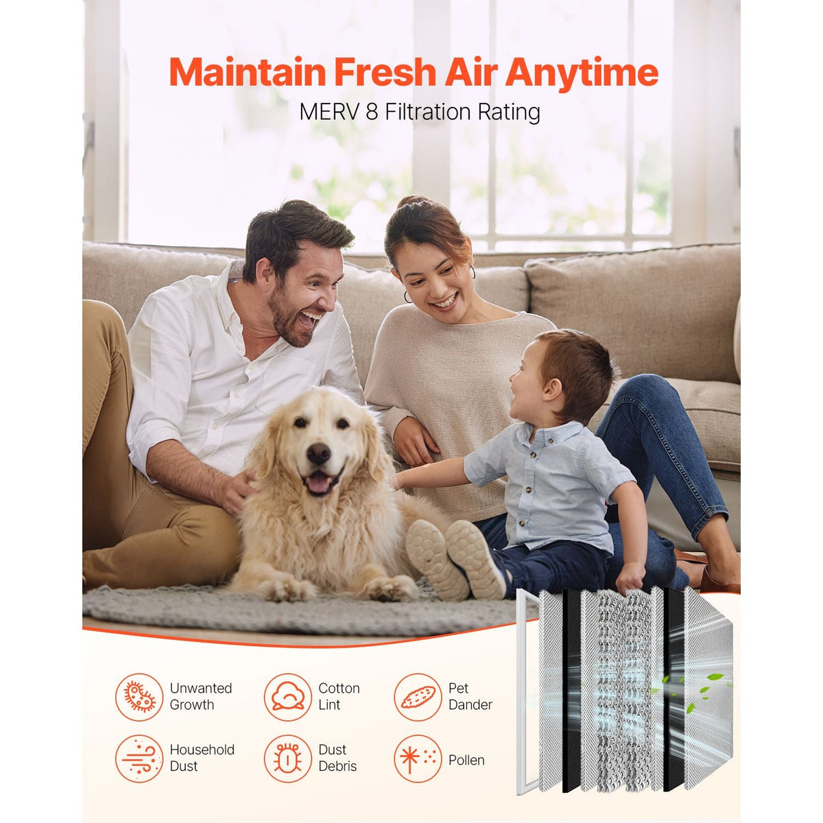 Electrostatic Air Filter, 20x25x4 inch Washable & Reusable Aluminum AC/HVAC Furnace Filter, MERV 8 Long Lifetime, Home or Office (Actual Size: 19.37 x 24.37 x 3.58 in)