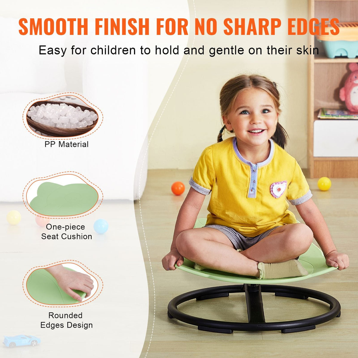 Elephant Kids Swivel Chair, 220 LBS Capacity, 360° Spinning Chair, Autistic Kids Sensory Toy Chair with Non-Slip Metal Base, Toddler Sit and Spin Chair for Coordination Balance Focus Green