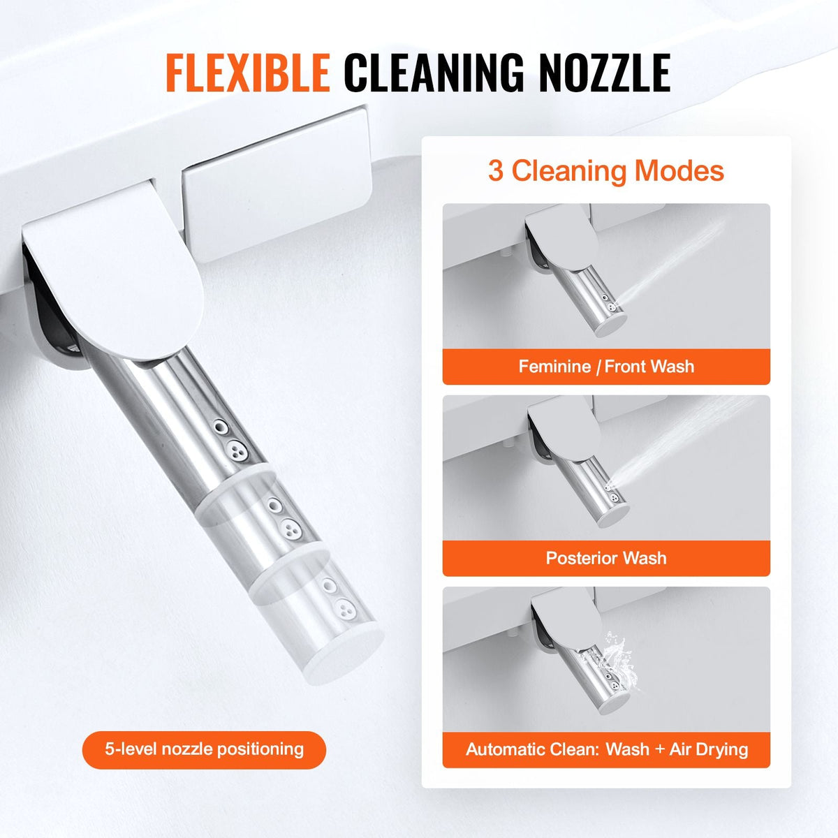 Elongated Bidet Toilet Seat, Remote Control Smart Toilet Seat for Existing Toilets, Electric Bidet Toilet Seat with Slow Close, Night Light, Self Cleaning, Air Dryer, Easy Installation, White