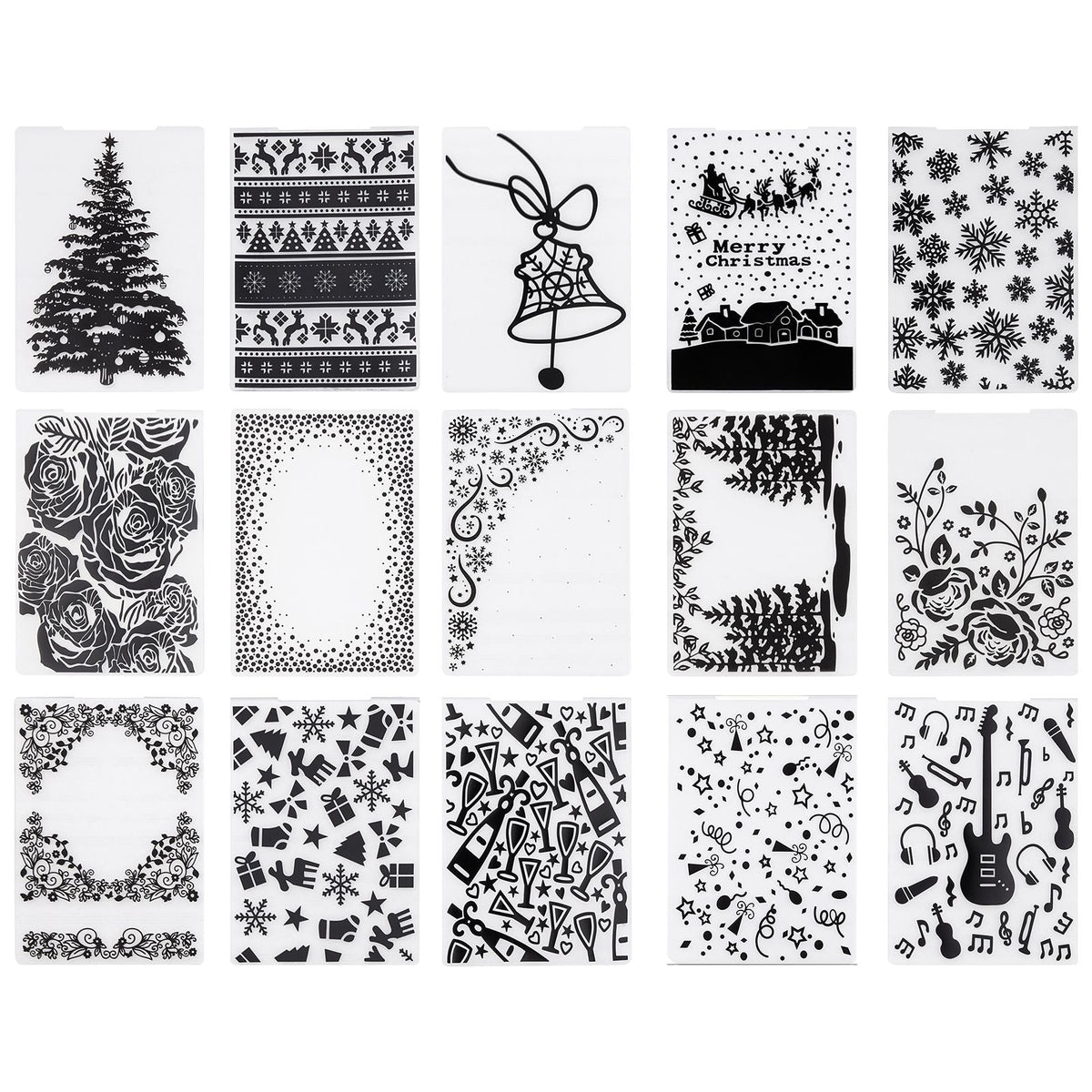 Embossing Folders, 15 Pieces, 4.13 x 5.83 in, Background Embossed Plates for Die Cutting and Embossing Machine, PP Plastic Embossed Stencil Template for Scrapbooking and Card Making