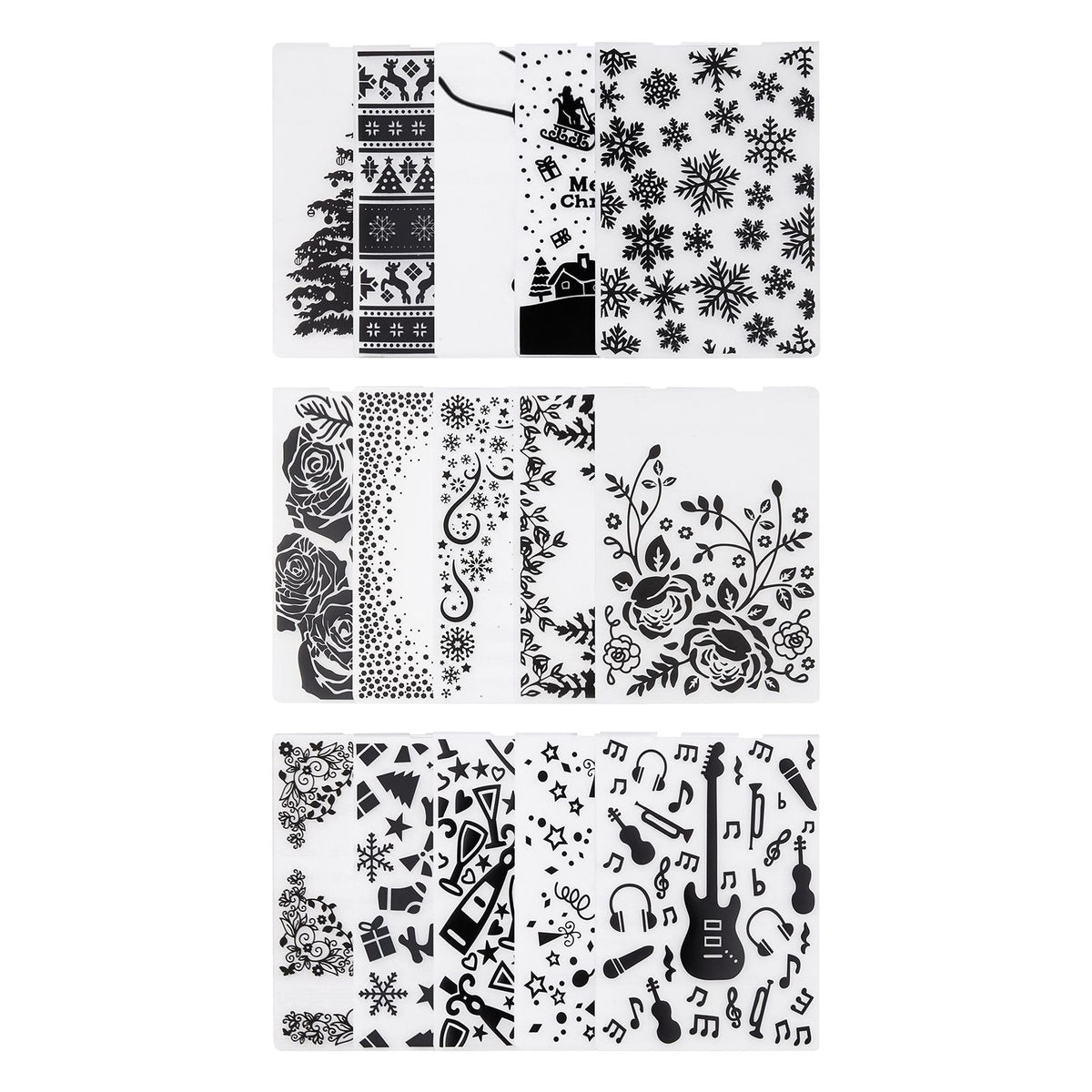 Embossing Folders, 15 Pieces, 4.13 x 5.83 in, Background Embossed Plates for Die Cutting and Embossing Machine, PP Plastic Embossed Stencil Template for Scrapbooking and Card Making