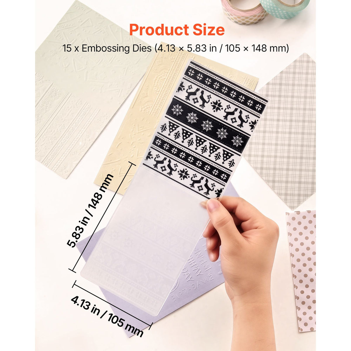 Embossing Folders, 15 Pieces, 4.13 x 5.83 in, Background Embossed Plates for Die Cutting and Embossing Machine, PP Plastic Embossed Stencil Template for Scrapbooking and Card Making