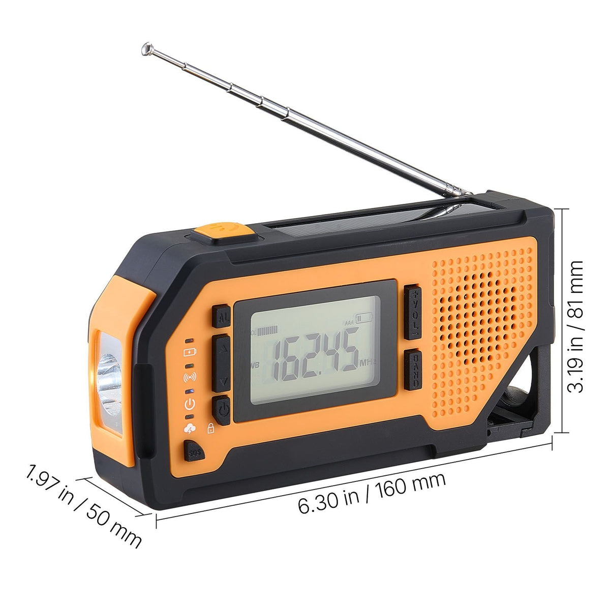 Emergency Weather Radio, 2000mAh Battery, FM/AM/WB/NOAA Alert Solar Hand Crank Emergency Radio, with USB Charging Cable, SOS Alarm and Flashlight, Portable for Outdoor Emergencies, Camping