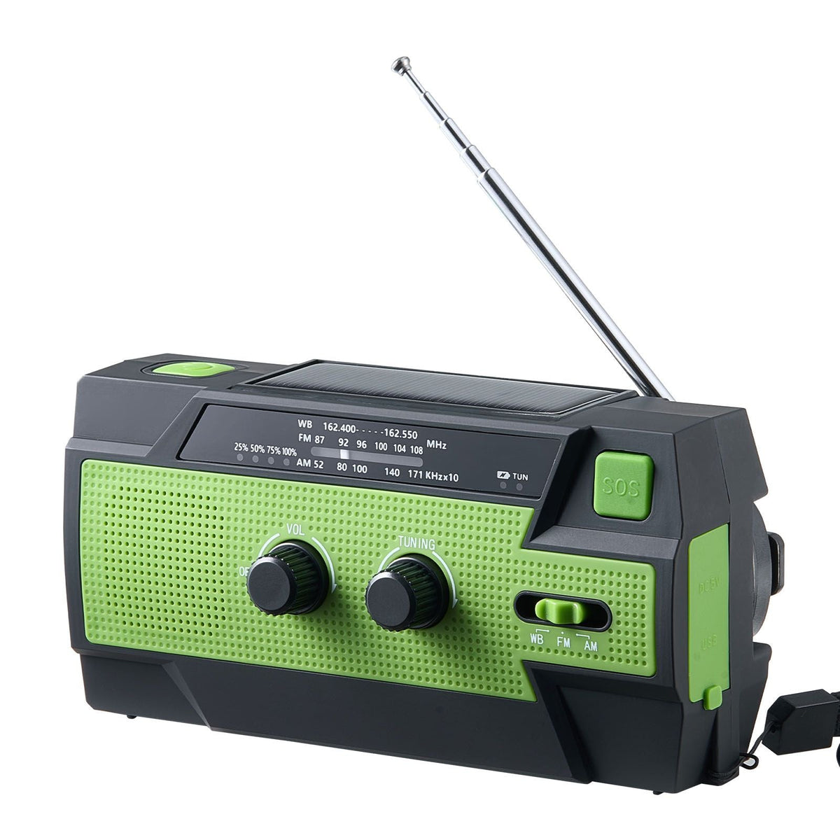 Emergency Weather Radio, 4000mAh Battery, FM/AM/WB/NOAA Alert Solar Hand Crank Emergency Radio, with USB Charging Cable, SOS Alarm and Flashlight, Portable for Outdoor Emergencies, Camping