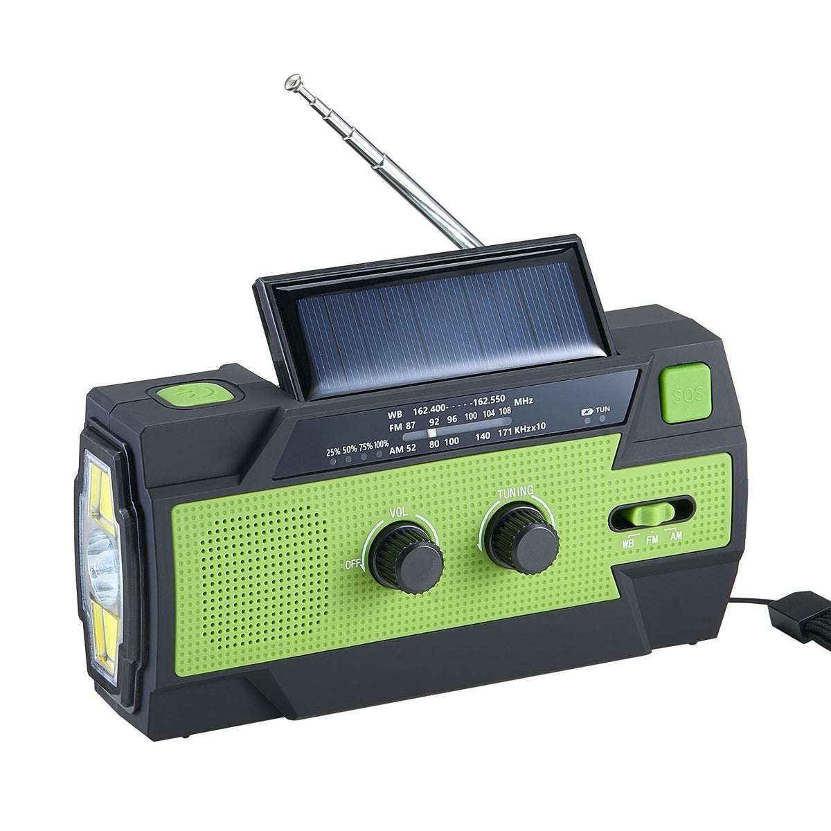 Emergency Weather Radio, 4000mAh Battery, FM/AM/WB/NOAA Alert Solar Hand Crank Emergency Radio, with USB Charging Cable, SOS Alarm and Flashlight, Portable for Outdoor Emergencies, Camping