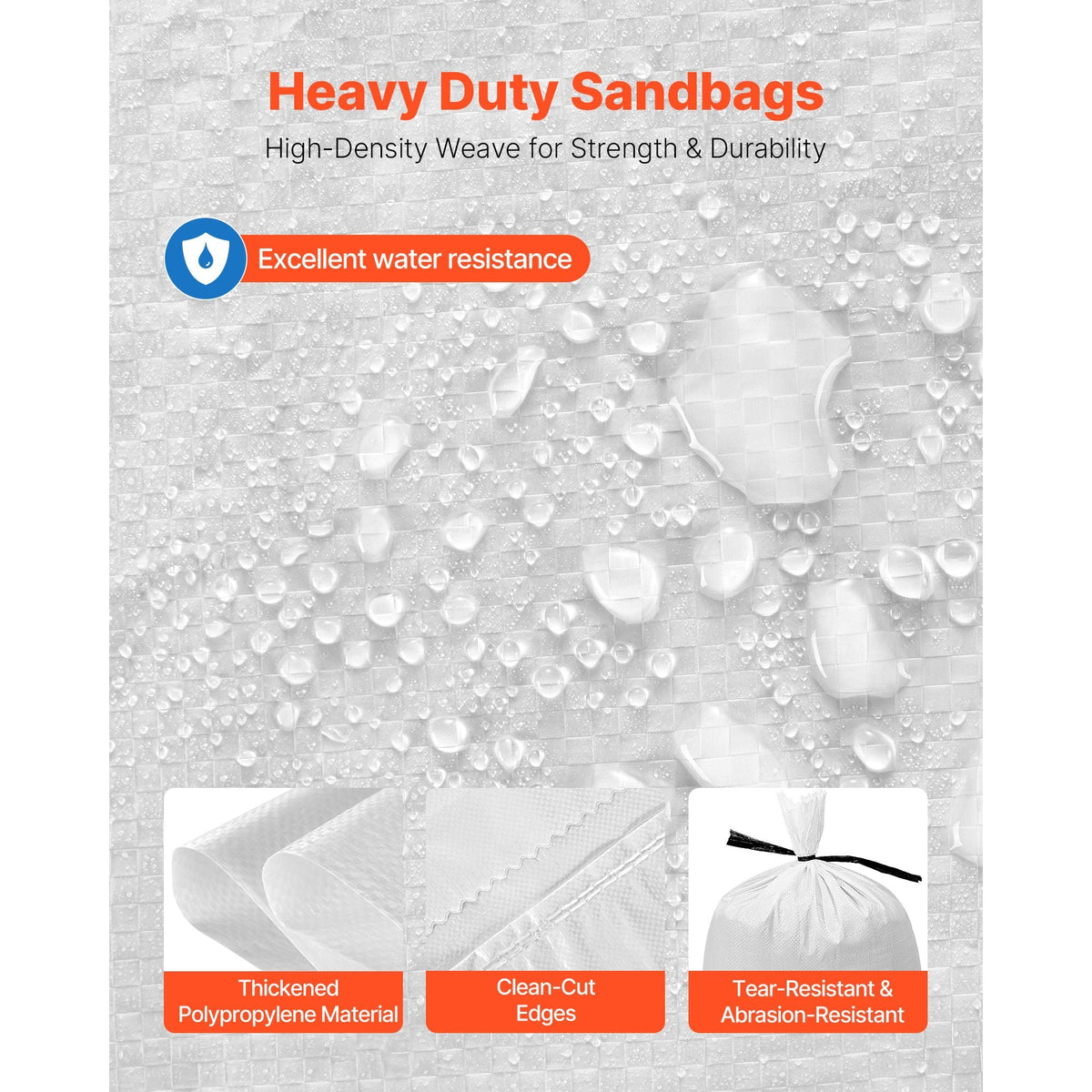 Empty Sandbags, 1000 Packs 16 x 26 in, Heavy Duty Sand Bags Sacks with Ties, 50lb Capacity Woven Polypropylene Sandbags, Tear-Resistant & UV-Resistant Sand Bags for Flood Protection Barrier