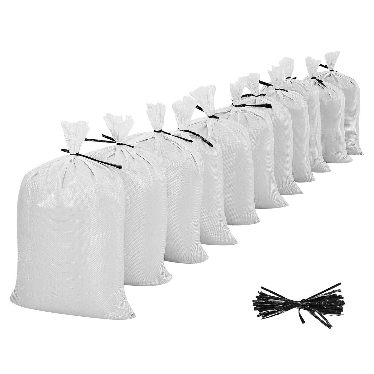 Empty Sandbags, 200 Packs 16 x 26 in, Heavy Duty Sand Bags Sacks with Ties, 50lb Capacity Woven Polypropylene Sandbags, Tear-Resistant & UV-Resistant Sand Bags for Flood Protection Barrier