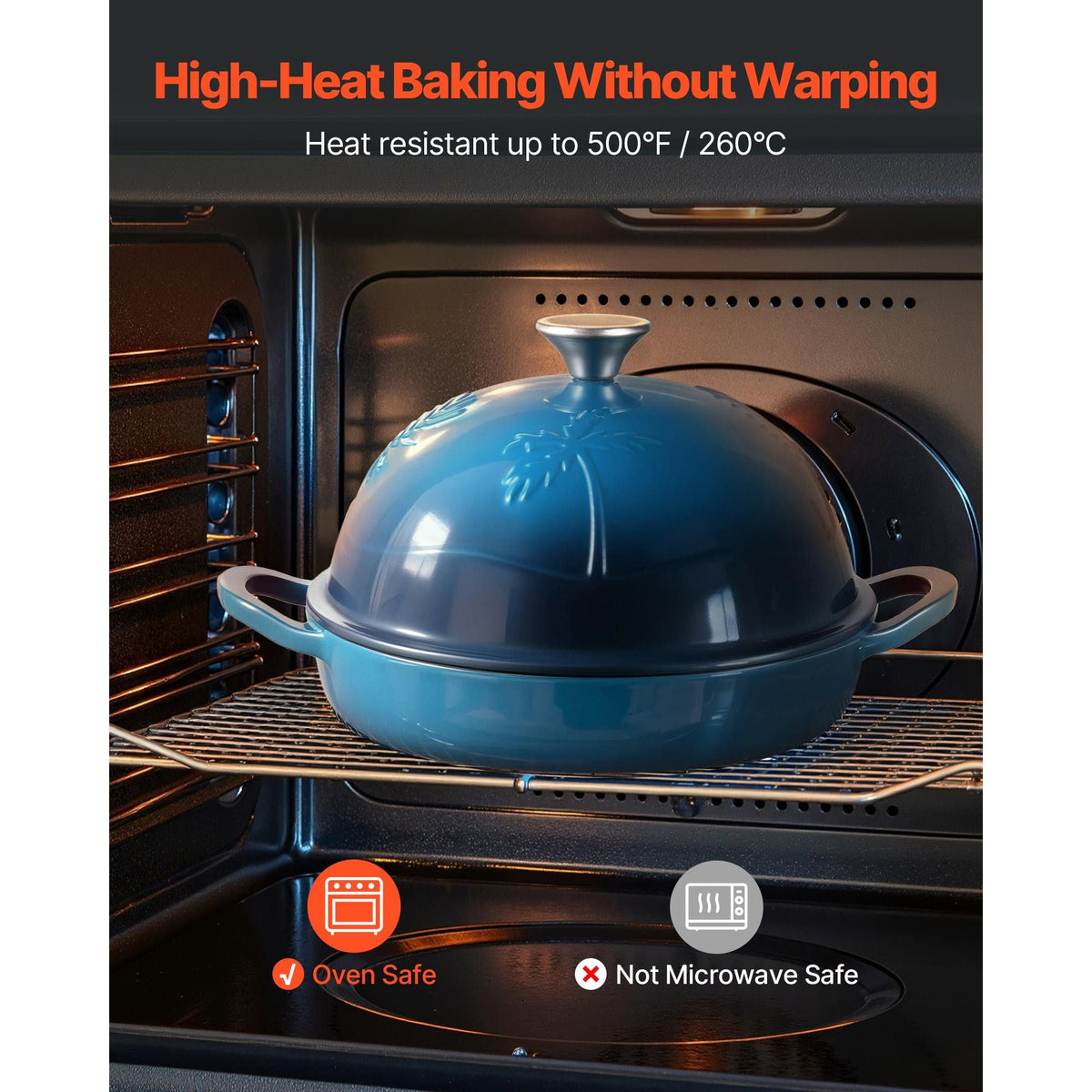 Enameled Cast Iron Dutch Oven, 5 Quart Pot for Sourdough Bread Baking, Heavy-Duty Cookware Pan with Lid and Dual Handles, Oven Induction Compatible up to 500Fahrenheit, for Cooking Roasting