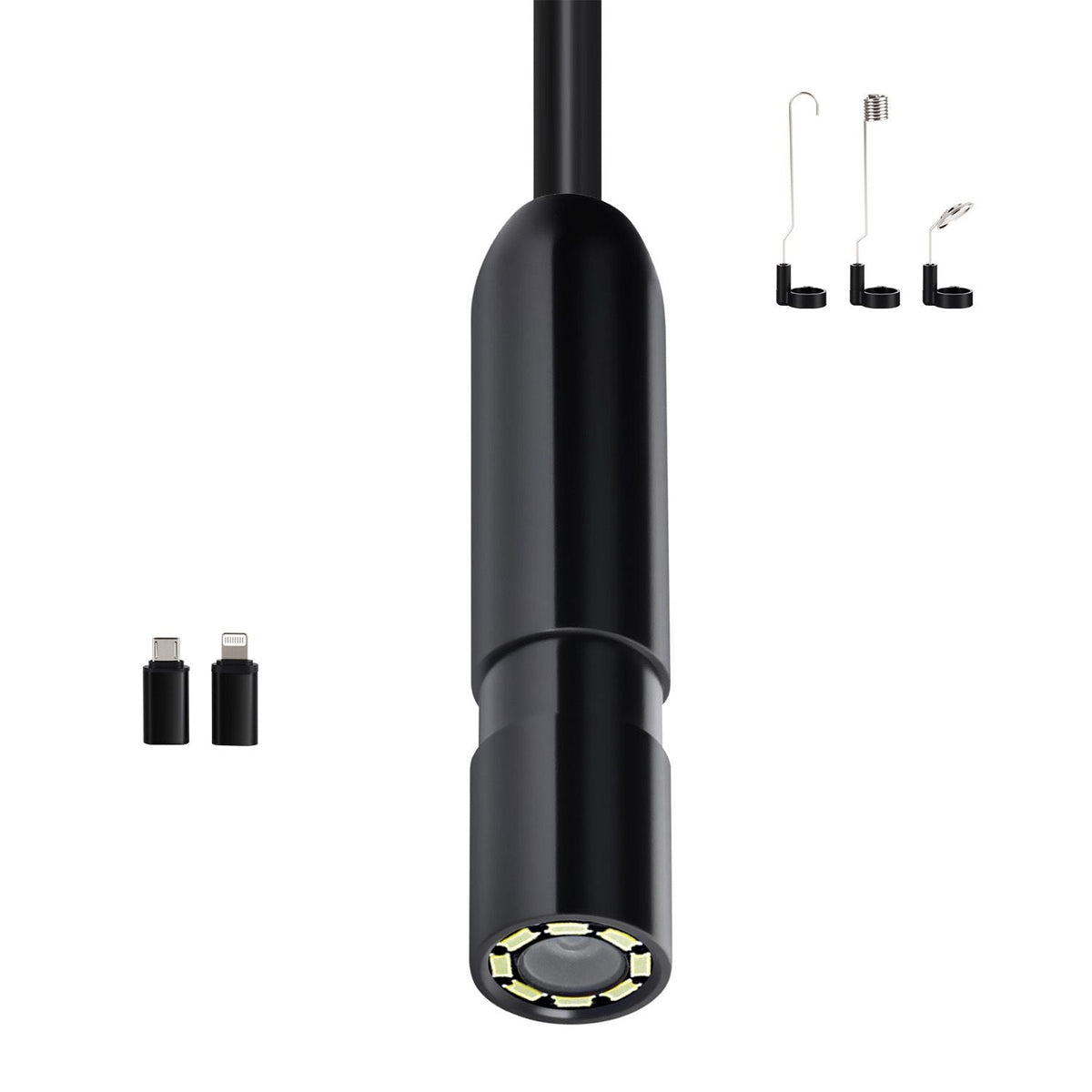 Endoscope Camera with 49.2FT Semi-Rigid Cable, 1920P HD Borescope for Android & IOS, Industrial Inspection Camera with Light - 8 LED, 2X Zoom, IP67 Waterproof Snake Camera for Auto, Plumbing