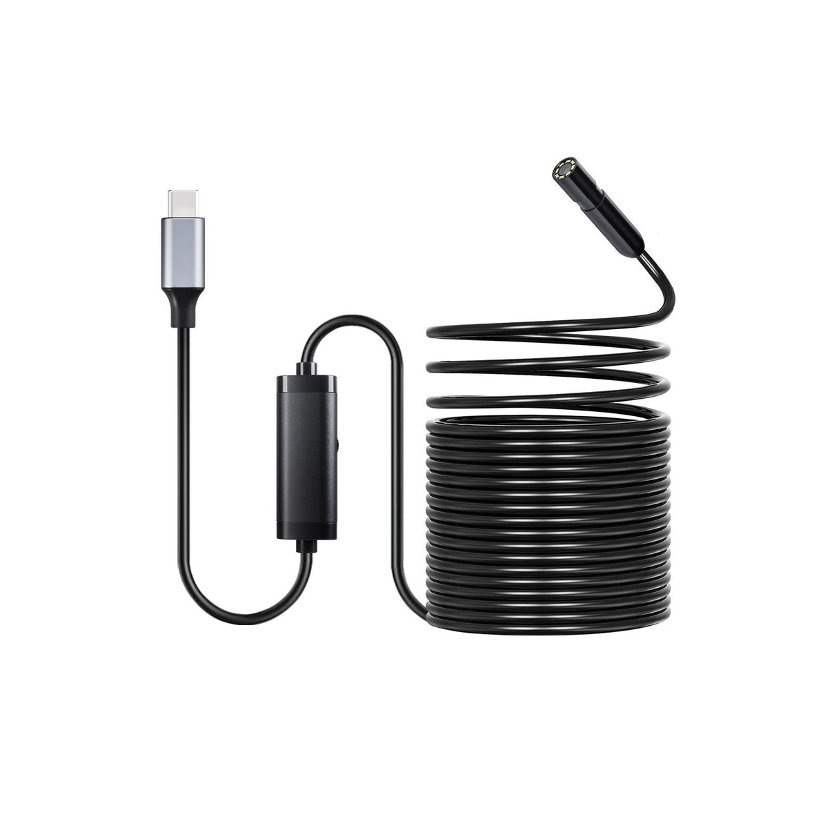 Endoscope Camera with 49.2FT Semi-Rigid Cable, 1920P HD Borescope for Android & IOS, Industrial Inspection Camera with Light - 8 LED, 2X Zoom, IP67 Waterproof Snake Camera for Auto, Plumbing