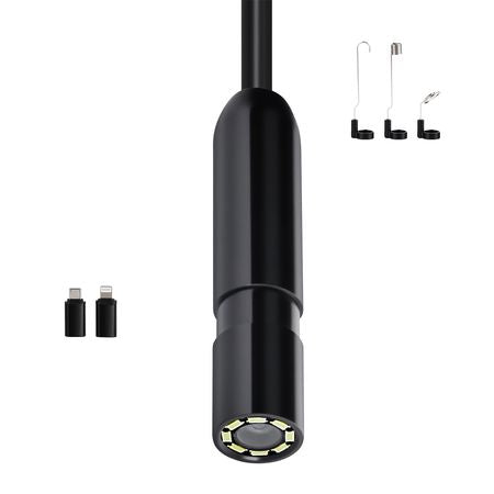 Endoscope Camera with 49.2FT Semi-Rigid Cable, 1920P HD Borescope for Android & IOS, Industrial Inspection Camera with Light - 8 LED, 2X Zoom, IP67 Waterproof Snake Camera for Auto, Plumbing