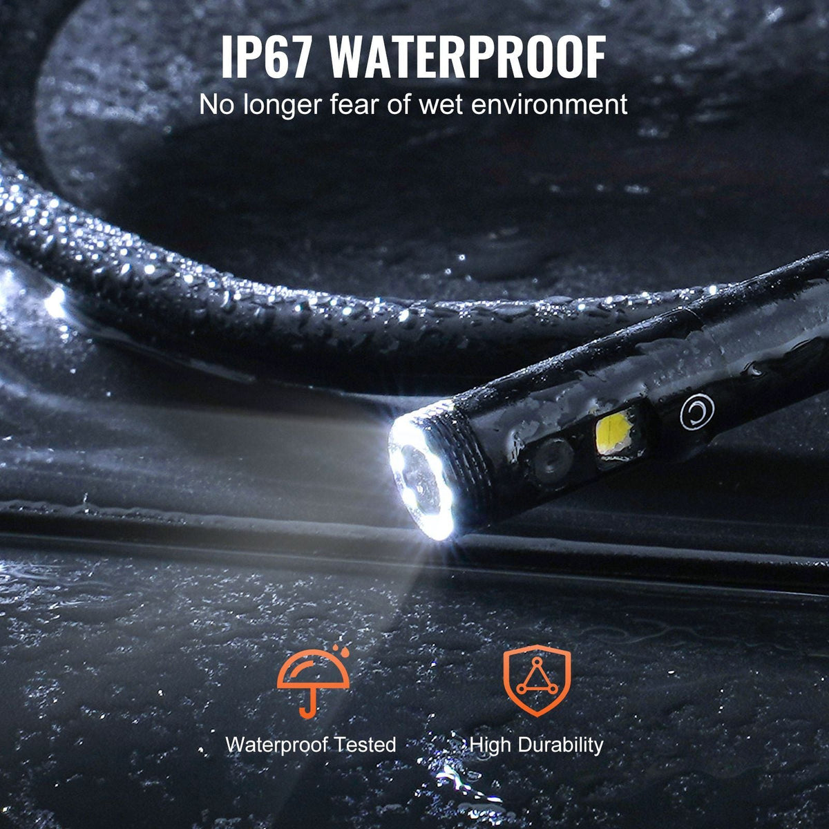 Endoscope Camera with Light, Dual Lens Industrial Borescope, 4.3" Screen 1080P Inspection Camera, 8 + 1 Lights, 4X Zoom, IP67 Waterproof Snake Camera for Auto, Plumbing (16.4FT Cable, 32GB Card)