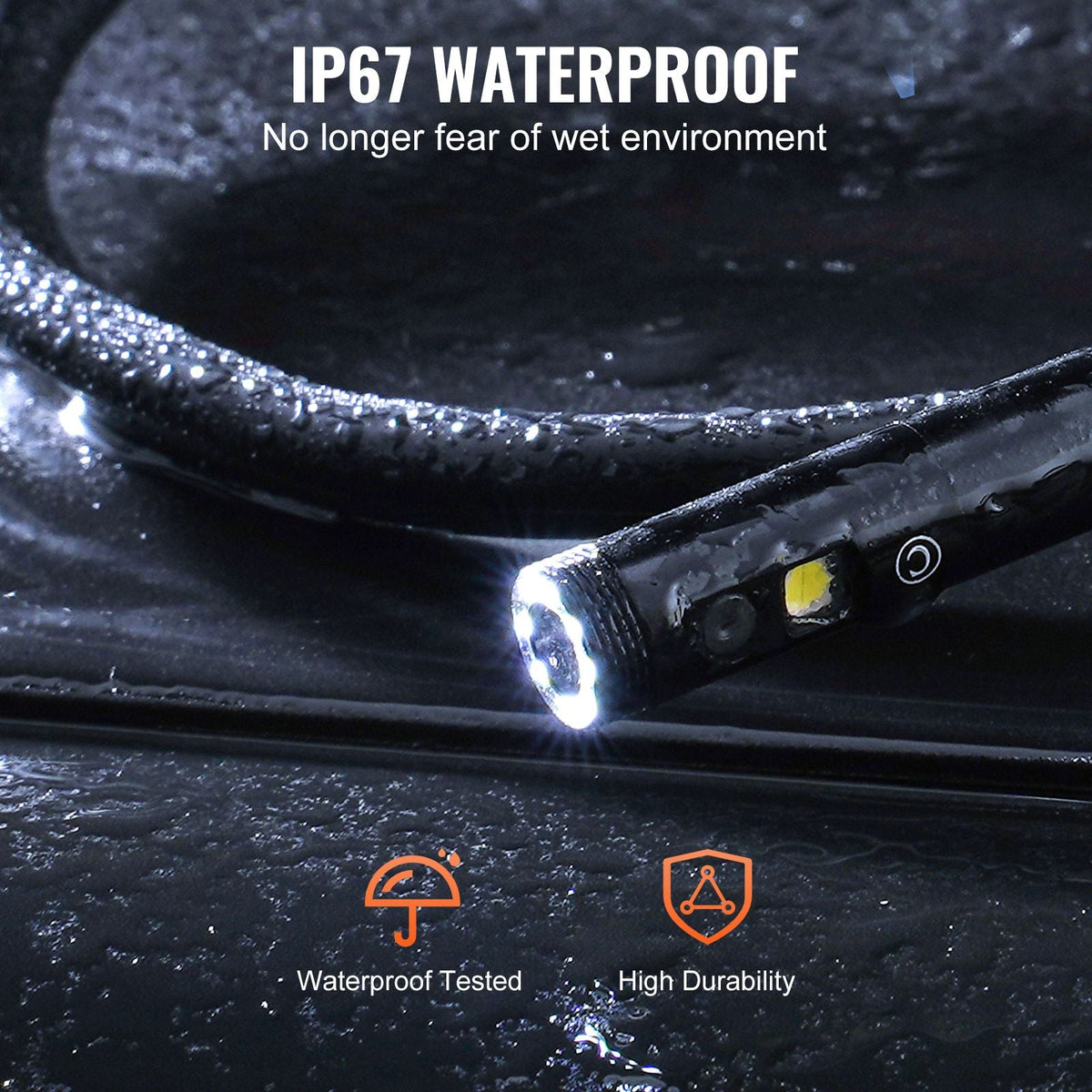 Endoscope Camera with Light, Triple Lens Industrial Borescope, 5" Screen 1080P Inspection Camera, 8 + 2 Lights, IP67 Waterproof Snake Camera for Automotive, Plumbing (16.4FT Cable, 32GB Card)