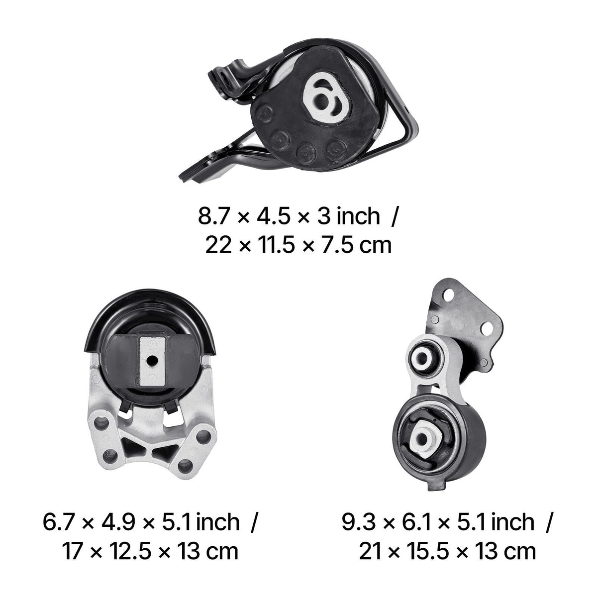 Engine and Transmission Motor Mount Kit Replacement, Set of 3, Compatible with 2007–2014 Ford Edge 3.5L, Replace OE# A5342, A5431, A5605, Secure Support